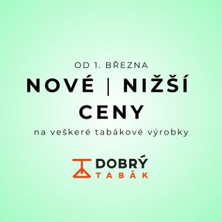 Od zítra na našem webu naleznete VEŠKERÉ tabákové výrobky za ty nejlepší ceny! Jestli jste doposud váhali, teď je ta...